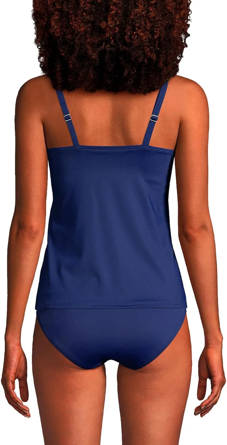 Lands' End Women's Square Neck Underwire Tankini Top Swimsuit Adjustable Straps