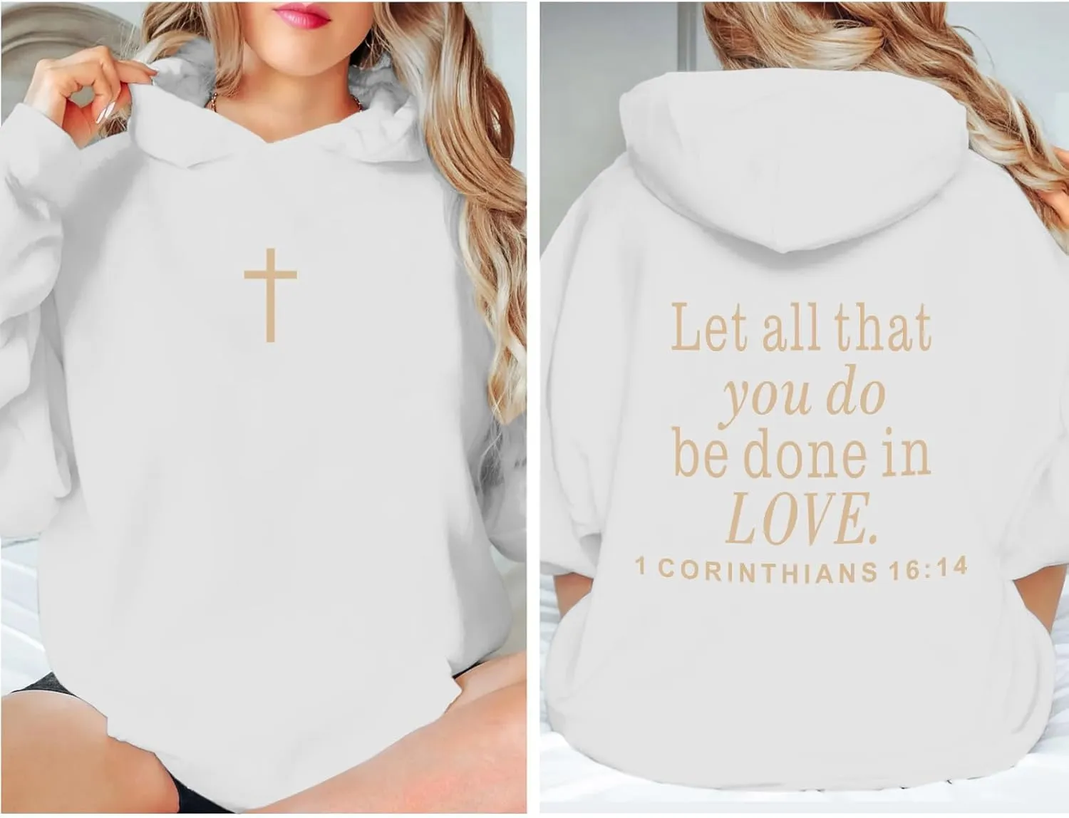 Let All That You Do Be Done in Love Hoodie for Women Christian Faith Sweatshirt Bible Verse Religious Pullover Tops