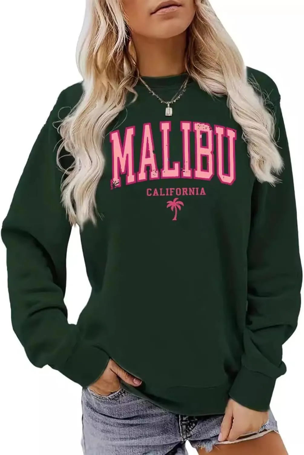 Letter Sports Hoodie for Women -2024 Fall Oversized Long Sleeve Sweatshirt Malibu Casual Tops