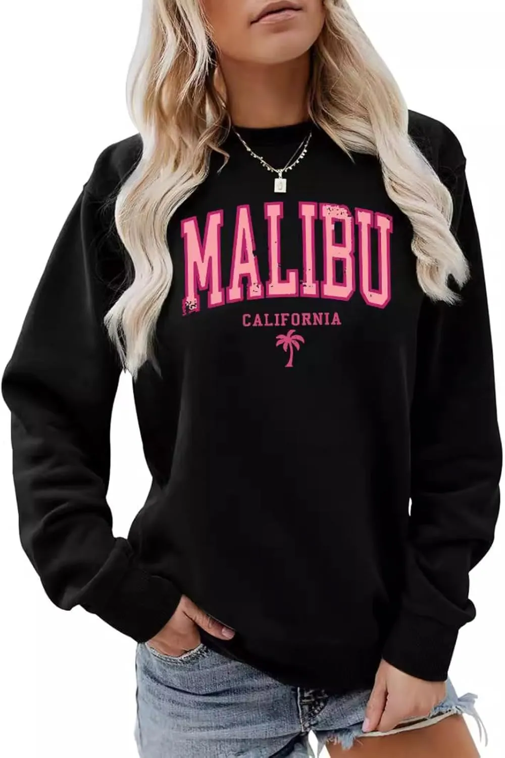 Letter Sports Hoodie for Women -2024 Fall Oversized Long Sleeve Sweatshirt Malibu Casual Tops