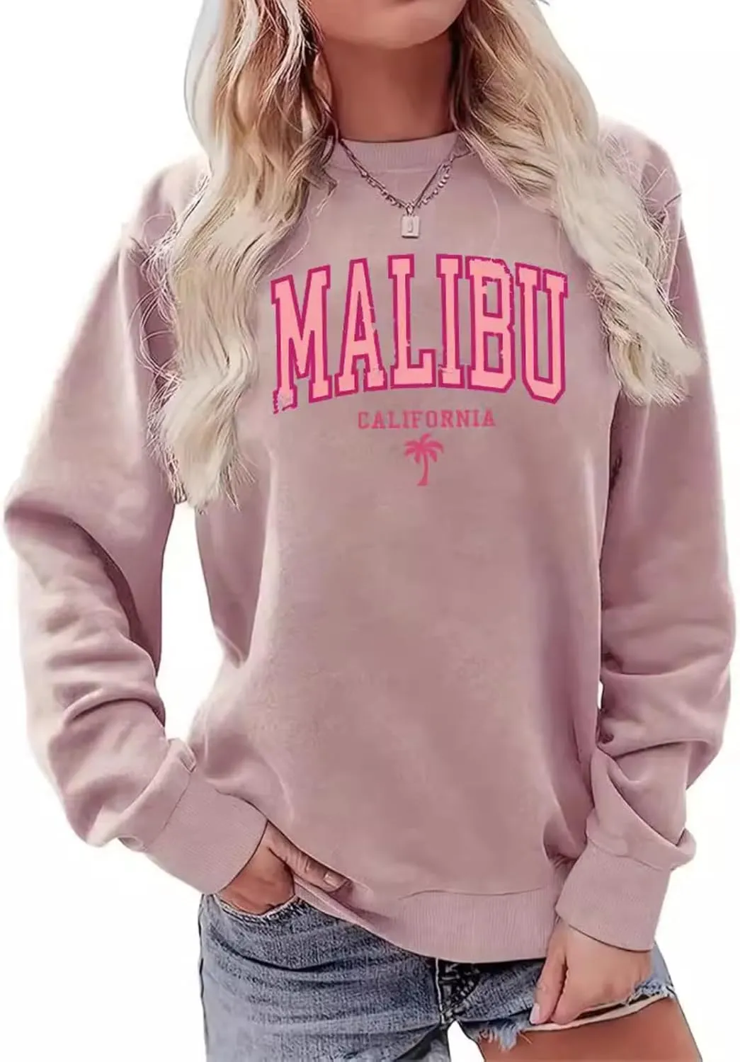 Letter Sports Hoodie for Women -2024 Fall Oversized Long Sleeve Sweatshirt Malibu Casual Tops