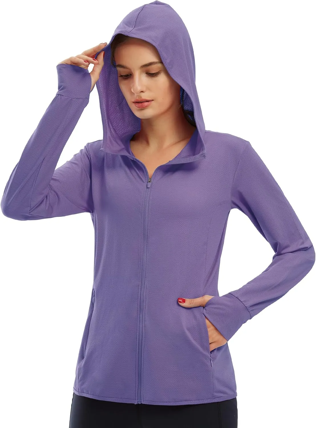 Libin Women's Sun Shirts Full Zip UPF 50  Sun Protection Hoodie Jacket Long Sleeve Hiking Outdoor Performance with Pockets