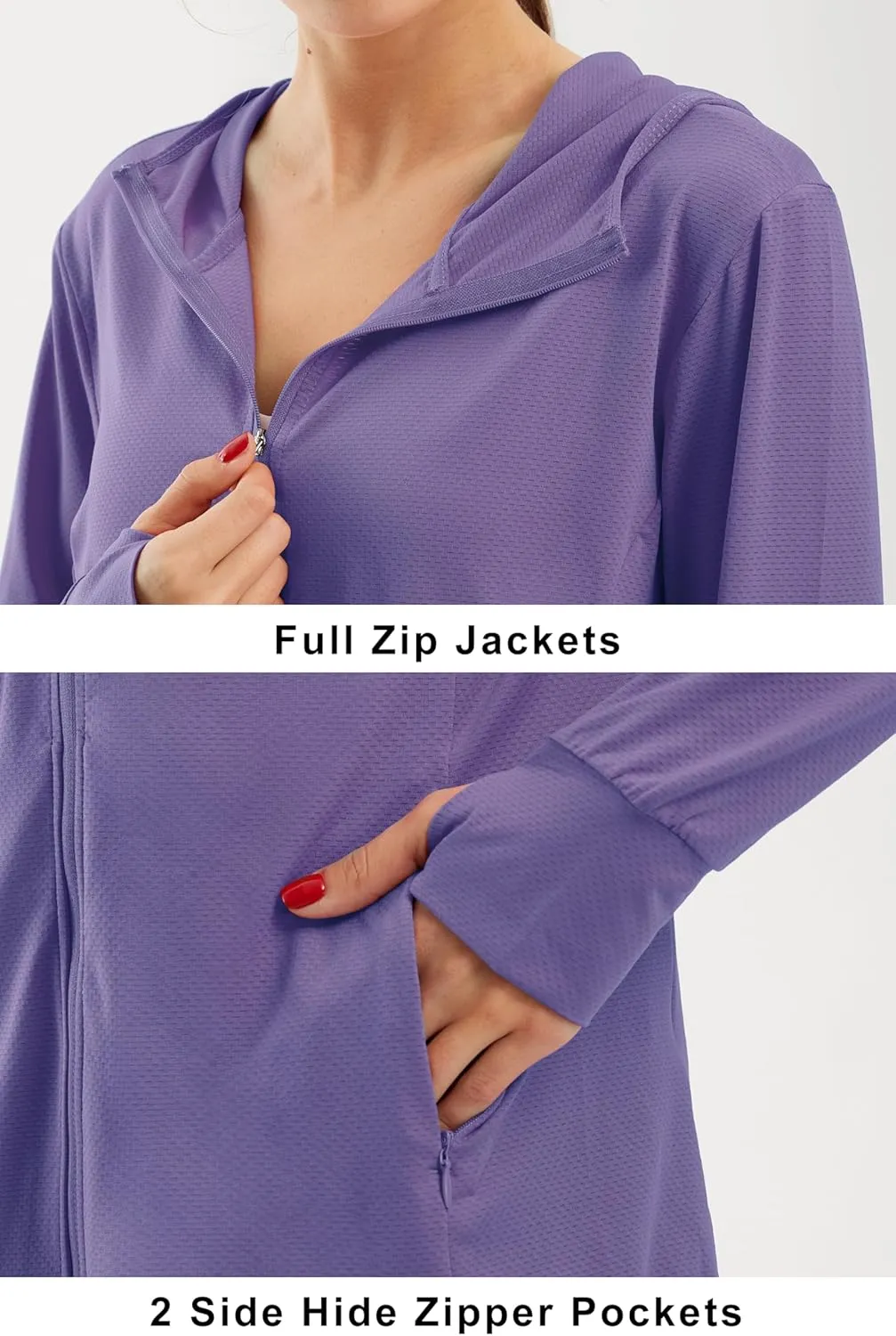 Libin Women's Sun Shirts Full Zip UPF 50  Sun Protection Hoodie Jacket Long Sleeve Hiking Outdoor Performance with Pockets