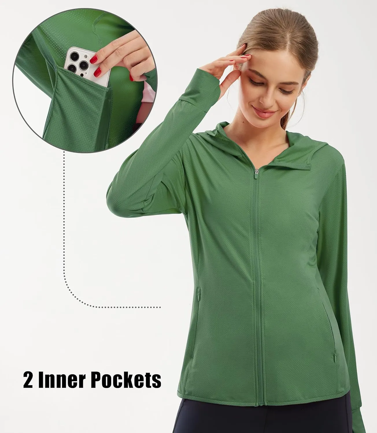 Libin Women's Sun Shirts Full Zip UPF 50  Sun Protection Hoodie Jacket Long Sleeve Hiking Outdoor Performance with Pockets