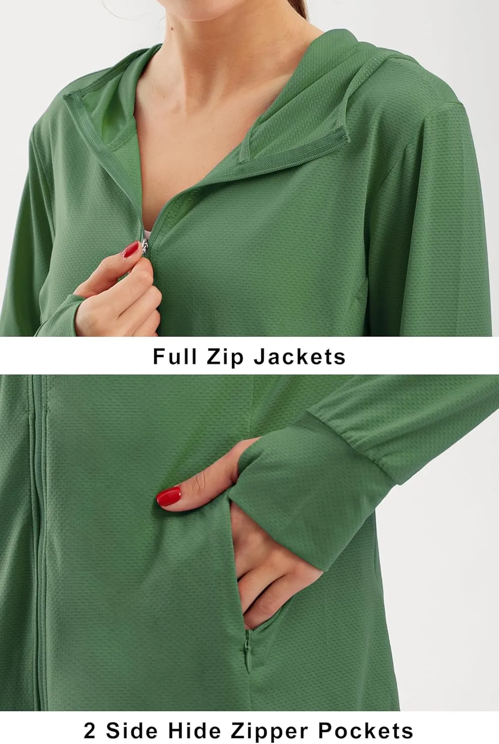 Libin Women's Sun Shirts Full Zip UPF 50  Sun Protection Hoodie Jacket Long Sleeve Hiking Outdoor Performance with Pockets