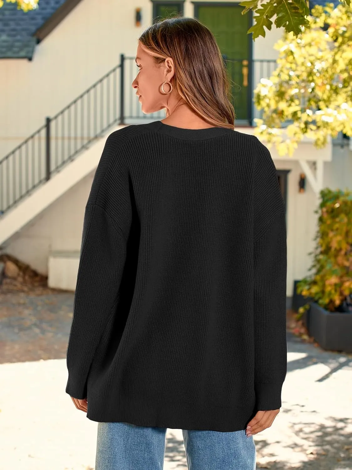 LILLUSORY Women Oversized Cardigan Sweater 2025 Fall Outfits Cloth Fashion V Neck Knit Button Front Casual Trendy Tops