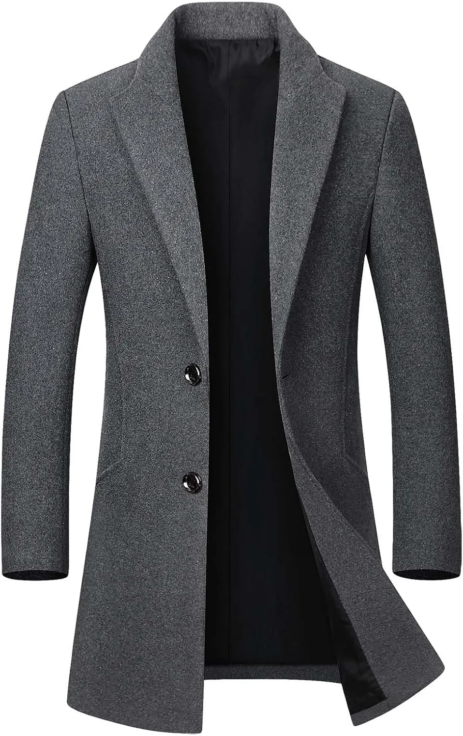 Litteking Men's Winter Coat Wool Trench Overcoat Casual Single Breasted Pea Top Jacket