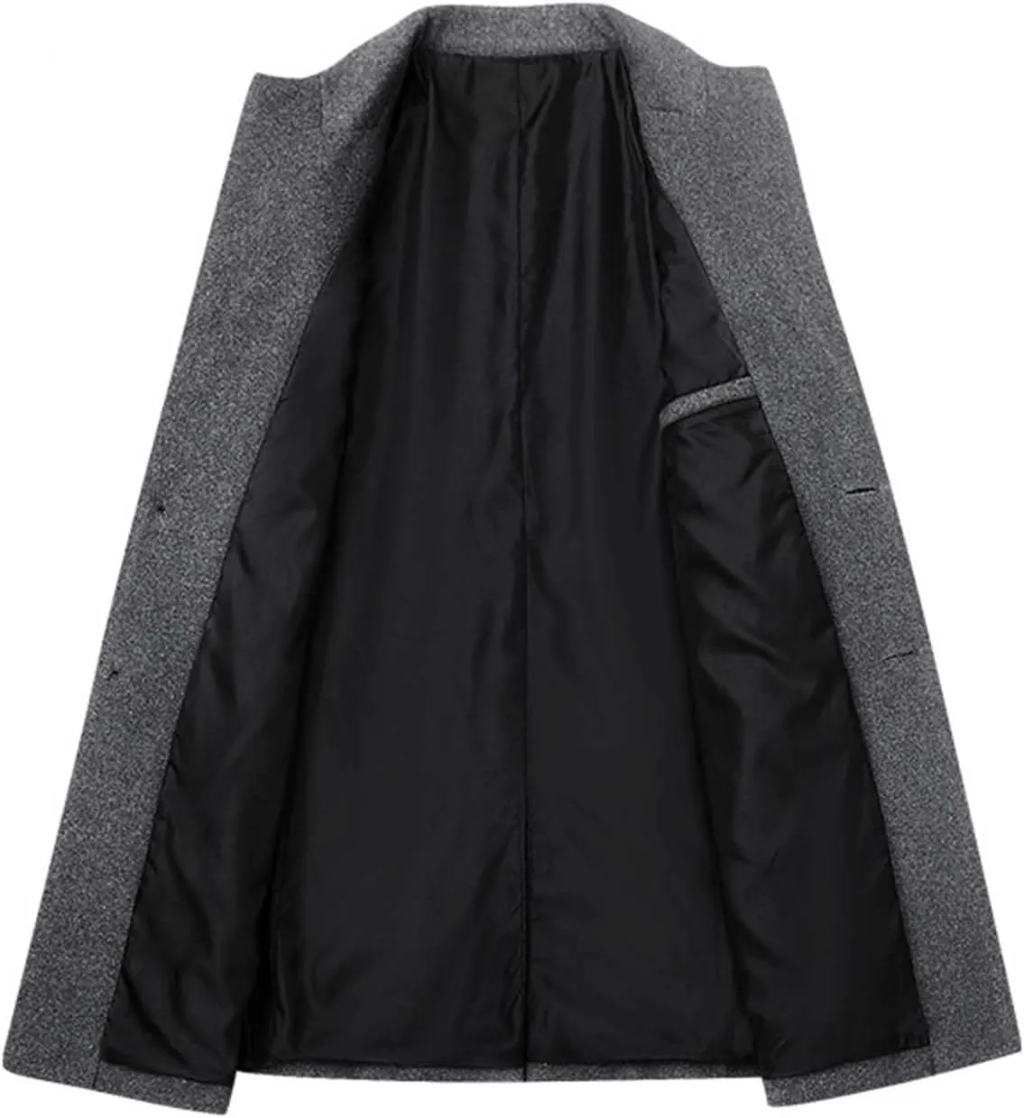 Litteking Men's Winter Coat Wool Trench Overcoat Casual Single Breasted Pea Top Jacket