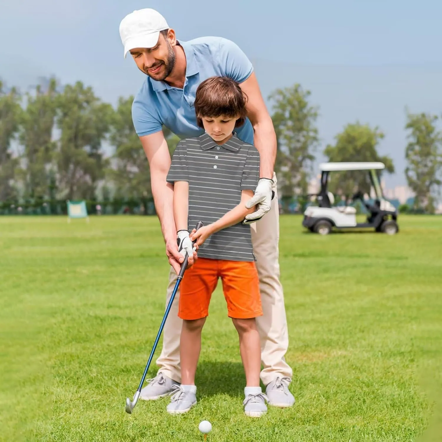 M MAELREG Boys Polo Shirt Short Sleeve Performance Moisture Wicking Dry fit Casual Striped Golf Shirts for Boys
