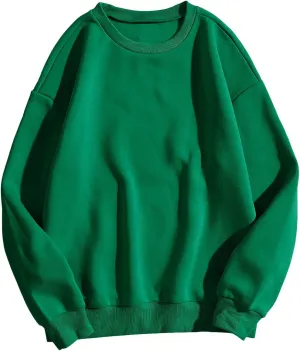 MakeMeChic Women's Casual Cute Oversized Long Sleeve Round Crew Neck Sweatshirt Pullover Top