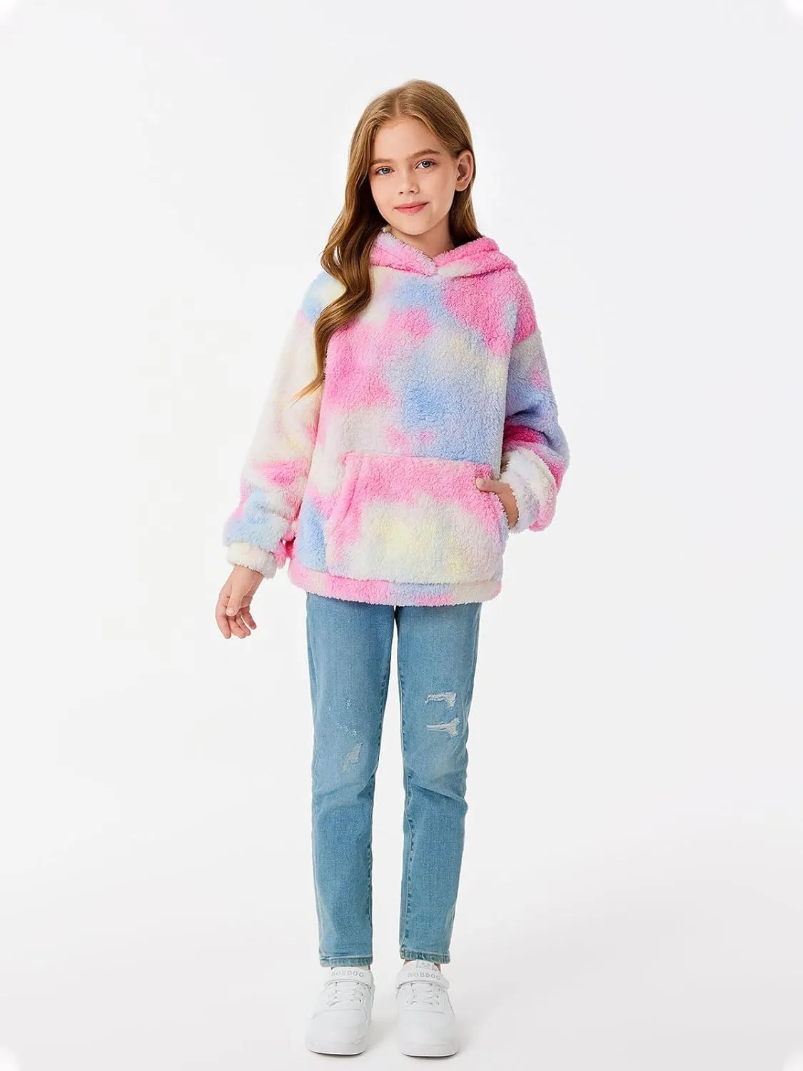 Makkrom Boys Girls Sherpa Hoodies Fleece Hoodie Pullover Outfits for Kids