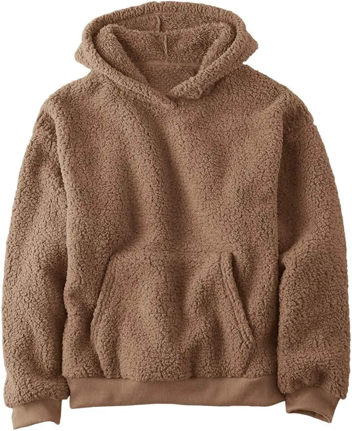 Makkrom Boys Girls Sherpa Hoodies Fleece Hoodie Pullover Outfits for Kids