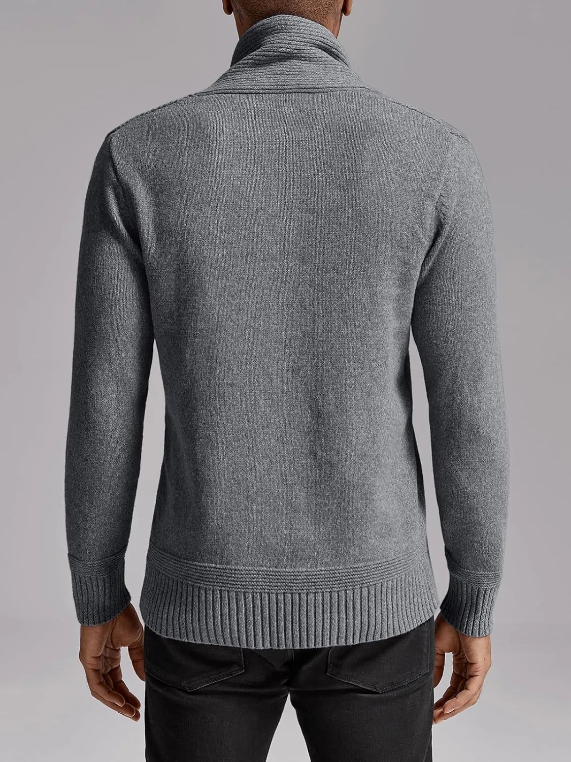 Makkrom Mens Shawl Collar Sweater Cable Knit Pullovers Casual Fall Winter Button Long Sleeve Classic Dress Sweater