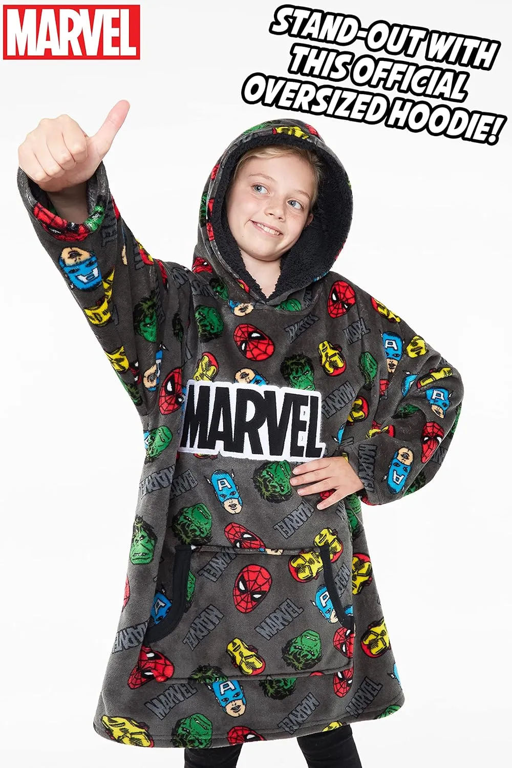 Marvel Iron Man Blanket Hoodie for Kids Cozy Fleece Avengers Wearable Blanket