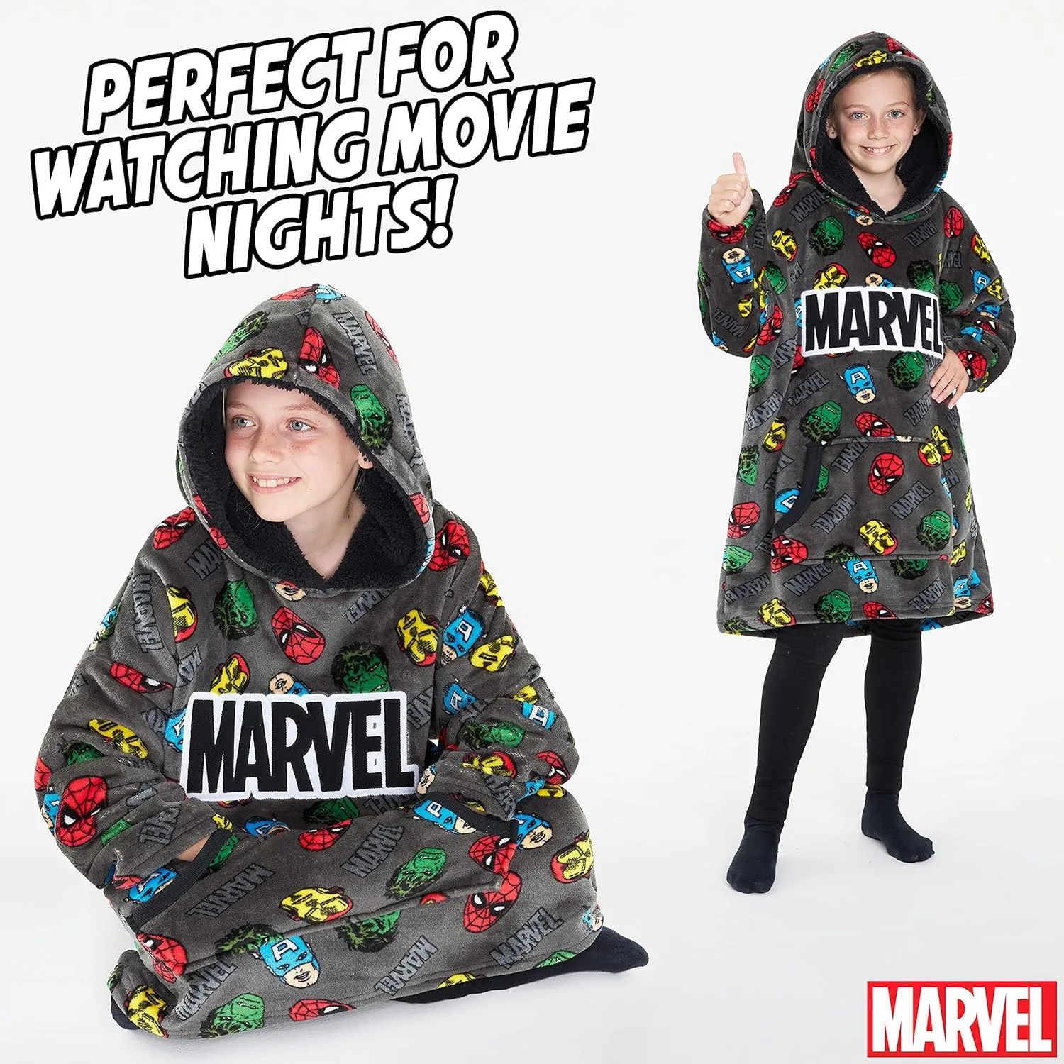 Marvel Iron Man Blanket Hoodie for Kids Cozy Fleece Avengers Wearable Blanket