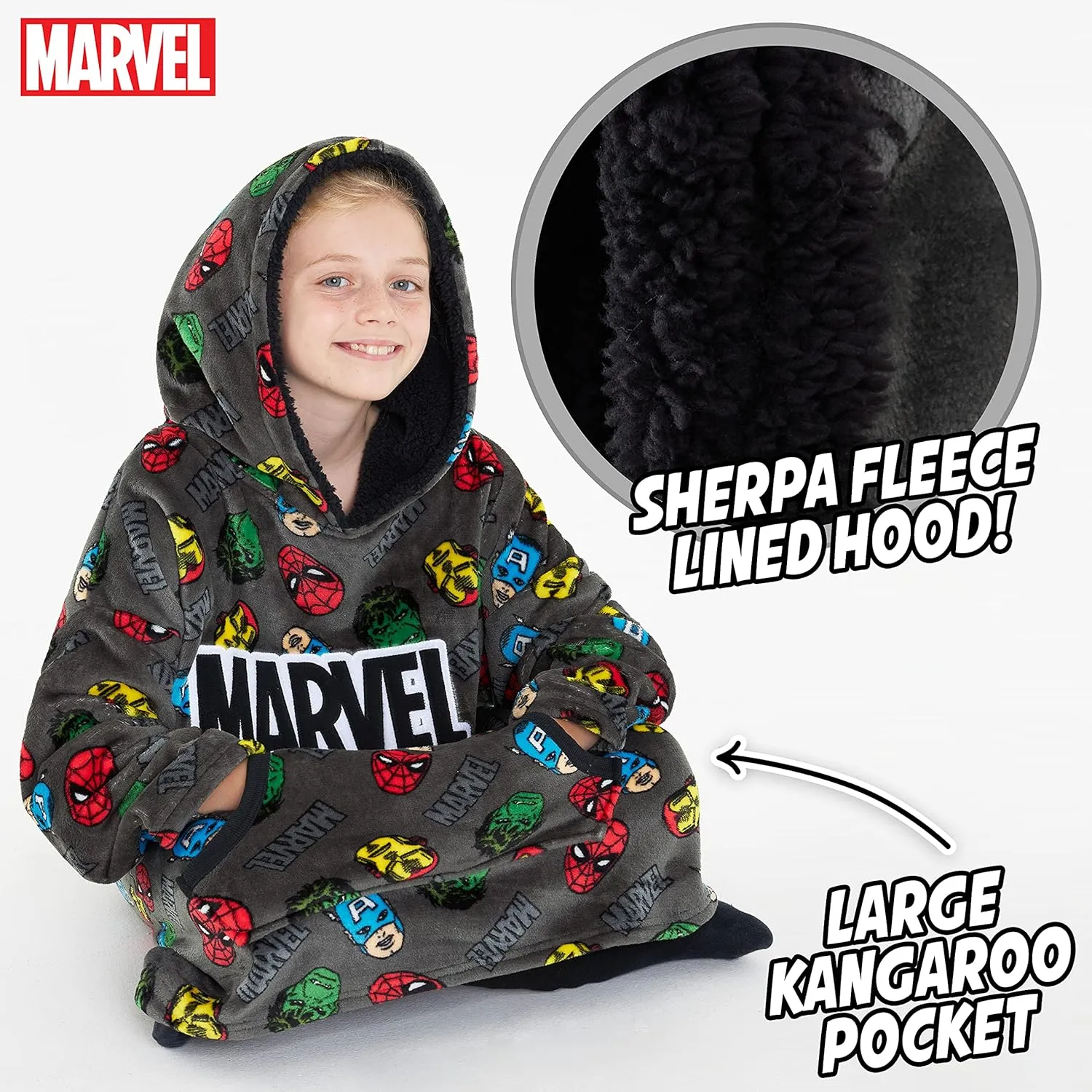Marvel Iron Man Blanket Hoodie for Kids Cozy Fleece Avengers Wearable Blanket