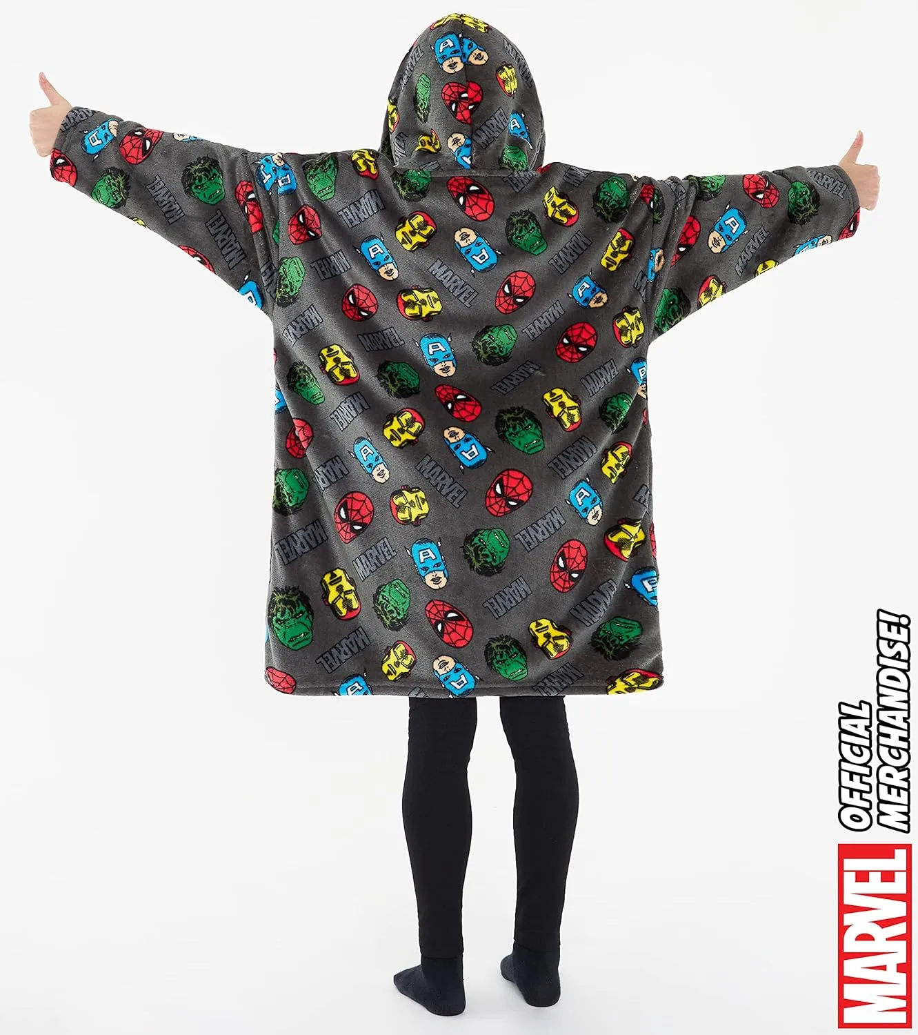 Marvel Iron Man Blanket Hoodie for Kids Cozy Fleece Avengers Wearable Blanket