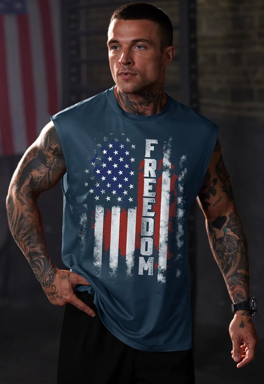 Men Graphic Muscle Tank Top Gym Workout Summer Casual Sleeveless Shirts (S-XXL)