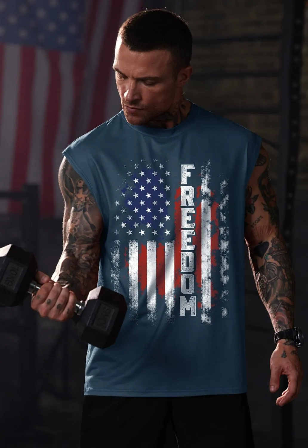 Men Graphic Muscle Tank Top Gym Workout Summer Casual Sleeveless Shirts (S-XXL)
