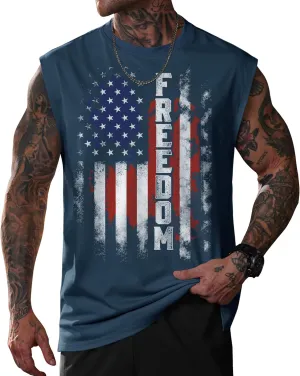 Men Graphic Muscle Tank Top Gym Workout Summer Casual Sleeveless Shirts (S-XXL)