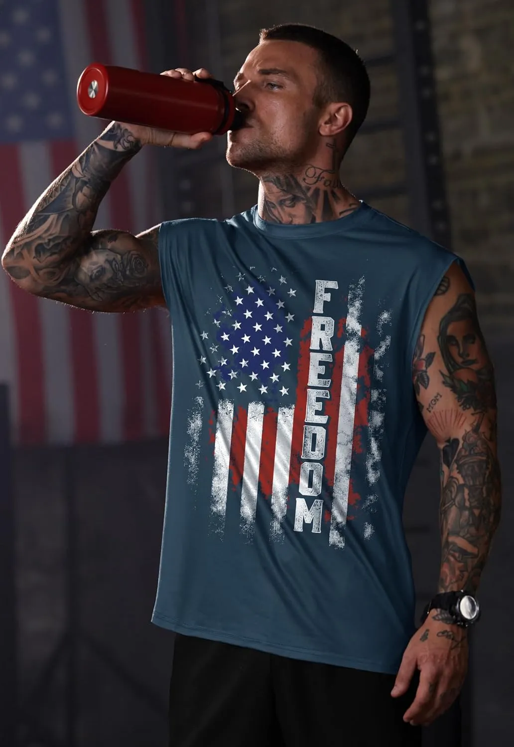 Men Graphic Muscle Tank Top Gym Workout Summer Casual Sleeveless Shirts (S-XXL)