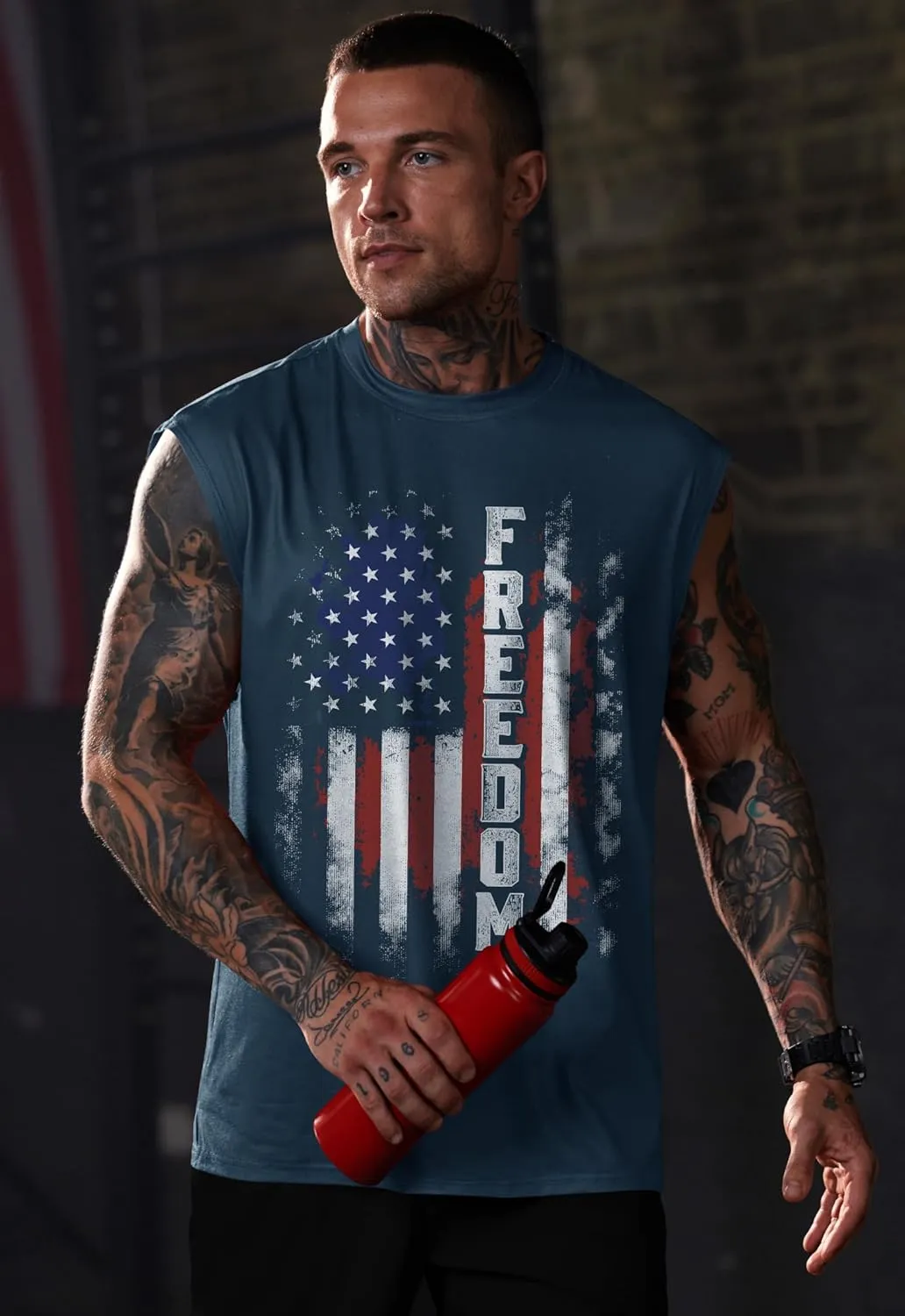 Men Graphic Muscle Tank Top Gym Workout Summer Casual Sleeveless Shirts (S-XXL)