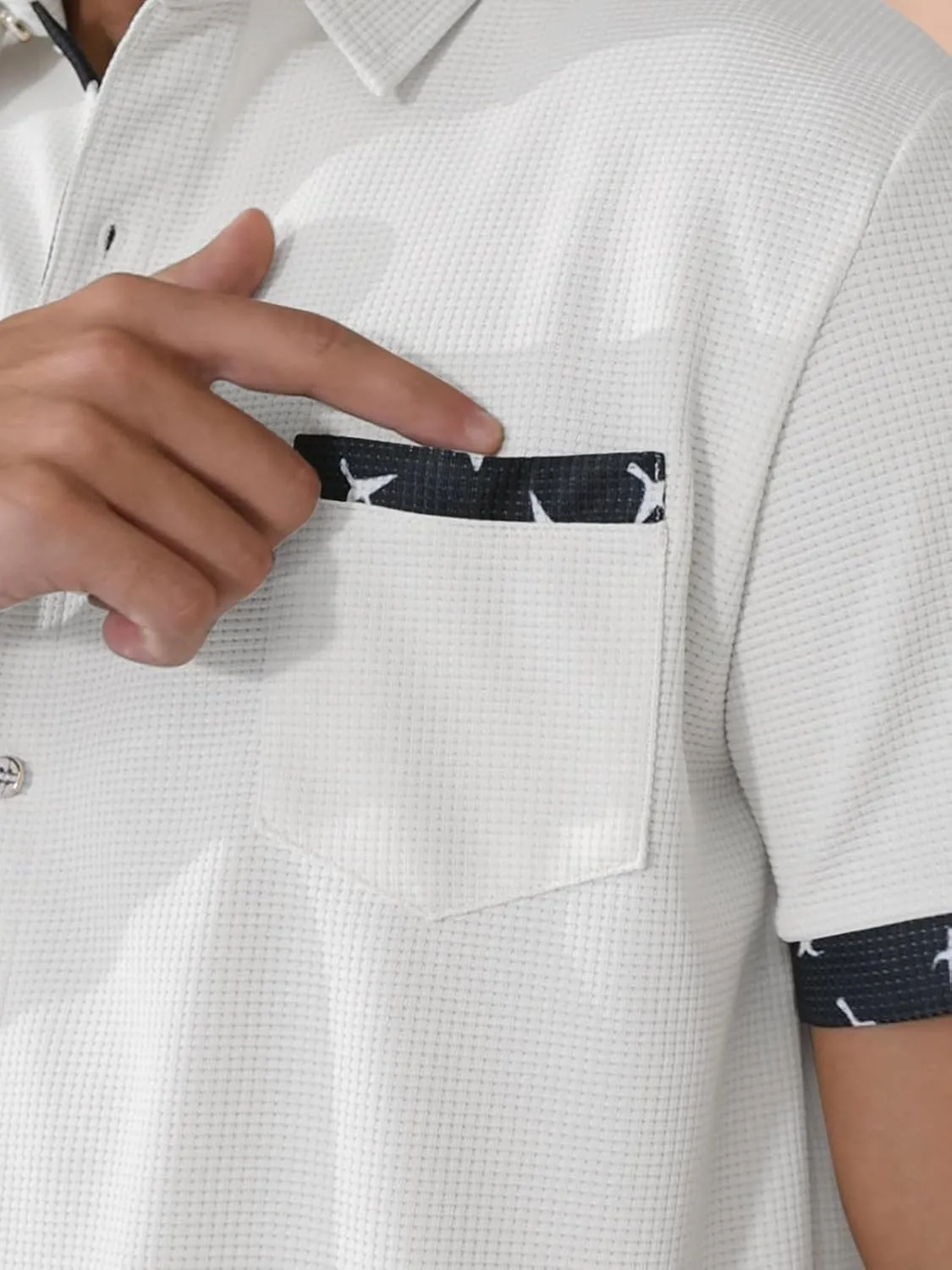 Men's Casual Short Sleeve Button Down Shirt - Summer Beach Wedding with Pocket