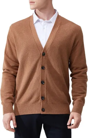 Mens Casual Slim Fit Vneck Long Sleeve Button Down Cardigan Sweater