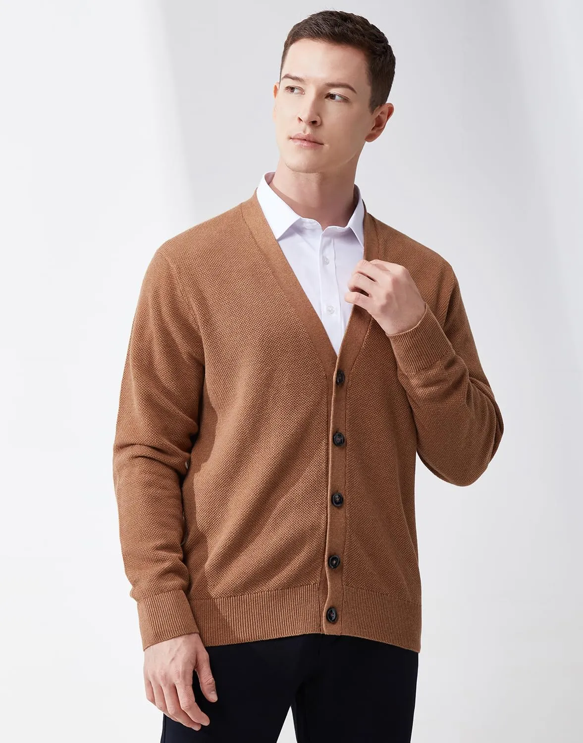 Mens Casual Slim Fit Vneck Long Sleeve Button Down Cardigan Sweater