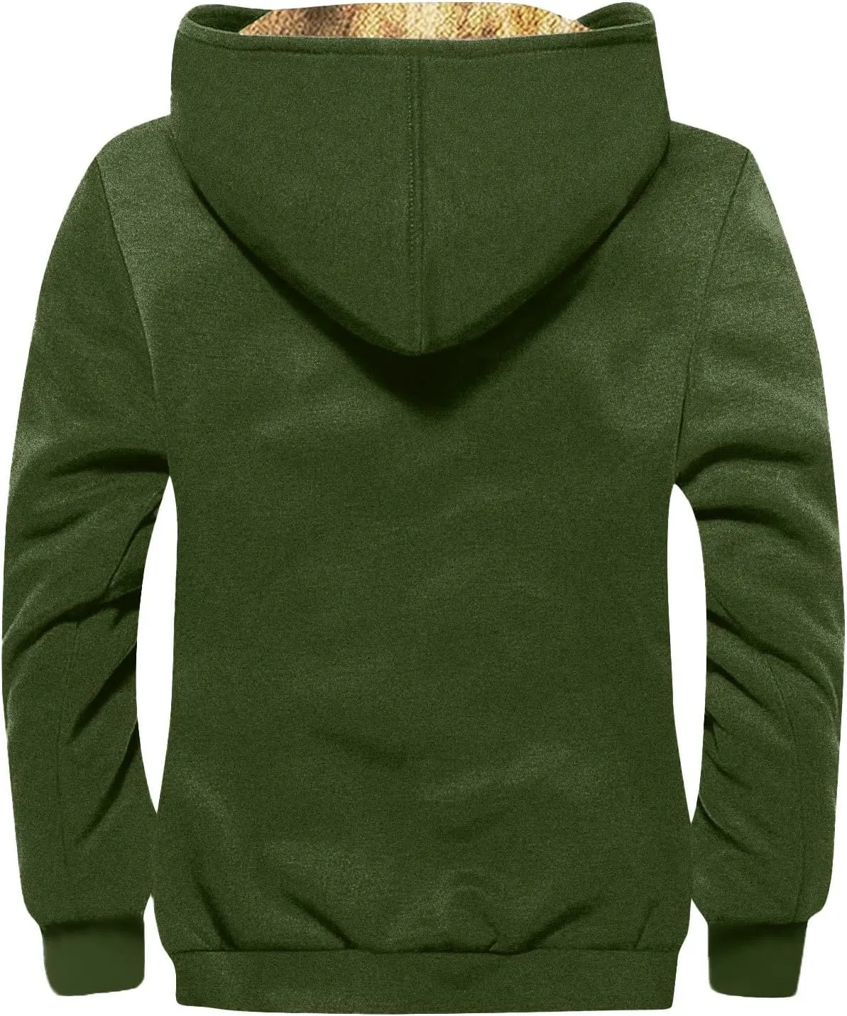 Mens Coat Sherpa Fleece Lined Hoodies Full Zipper Coats Winter Warm Jackets Vintage Printed Outwear