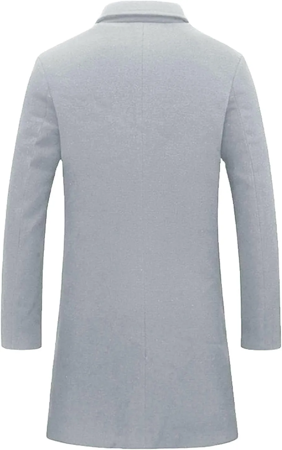 Mens Double Breasted Trench Coat Notched Collar Long Jacket Wool Blend Pea Coat Smart Casual Business Overcoat Big&Tall