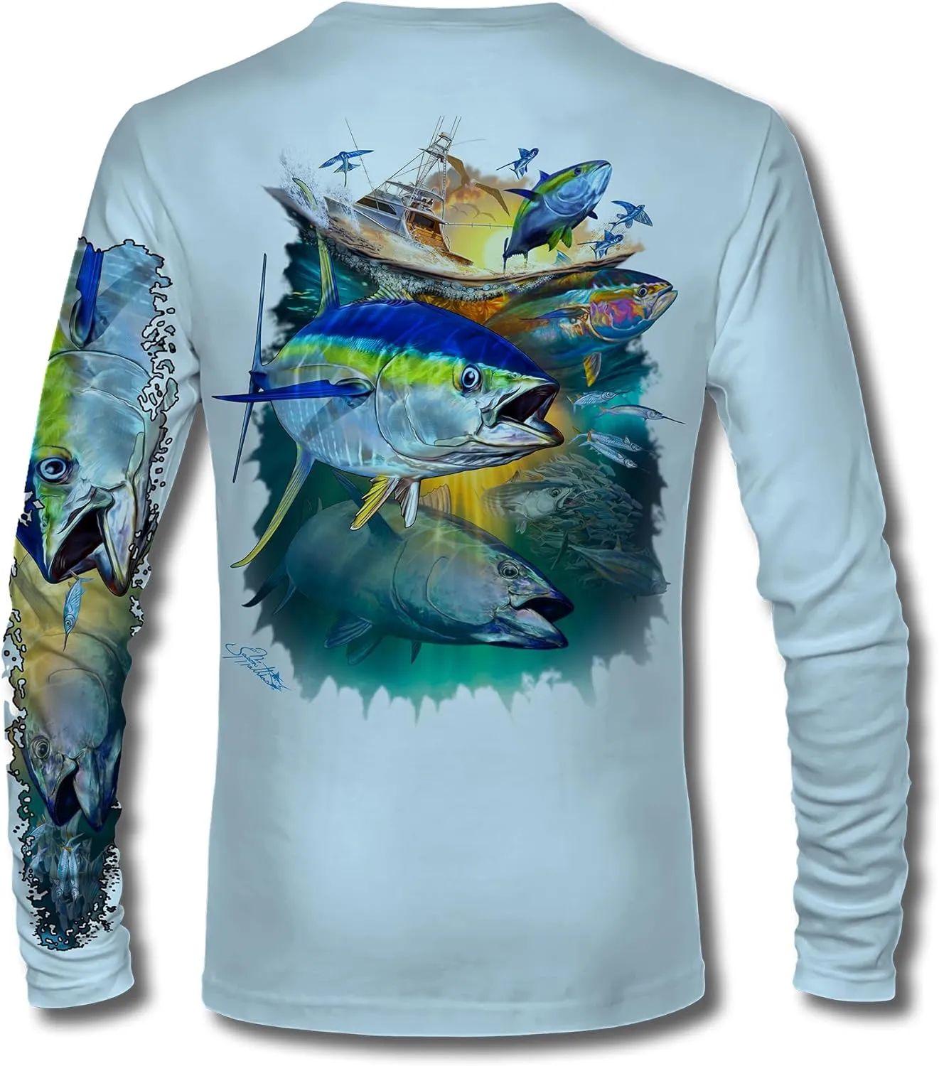 Mens Fishermens Tuna Slam Comfortable Fishing Shirt-UPF 50  Xtreme-Tek Interlocking Fabric, Quick-Dry, Ideal for Anglers