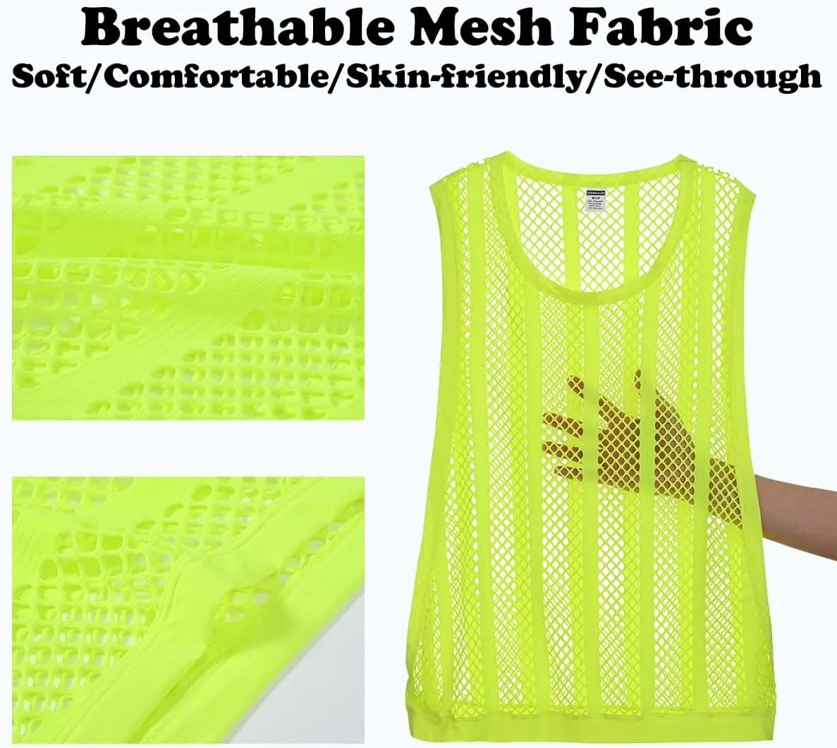 Mens Fishnet Tank Top Mesh Vest See Through Breathbale Sleeveless Shirts