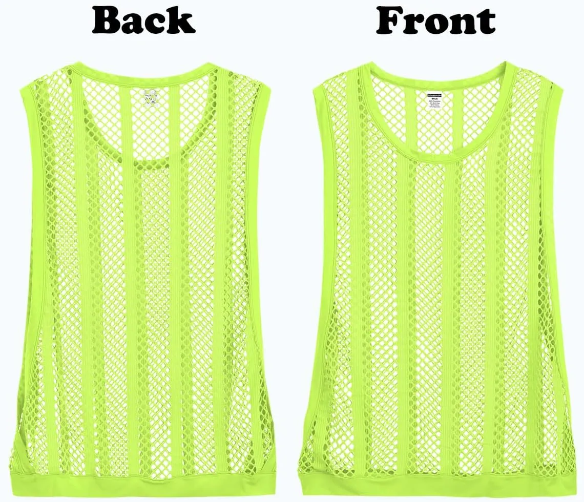 Mens Fishnet Tank Top Mesh Vest See Through Breathbale Sleeveless Shirts