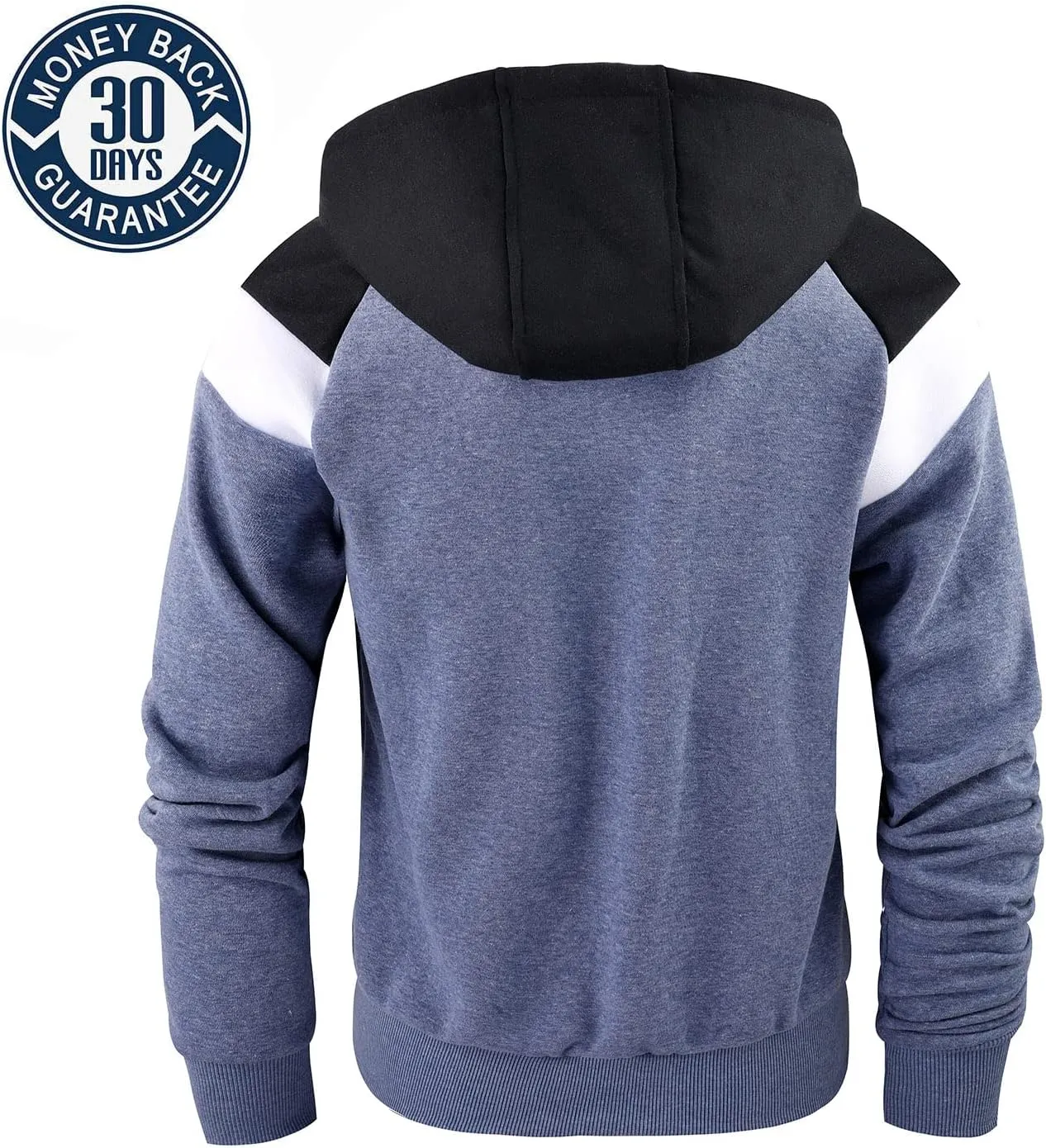 Men's Full Zip Fleece Hoodie zippered Color Block hooded slim Fit Long Sleeve Lightweight Sweatshirt