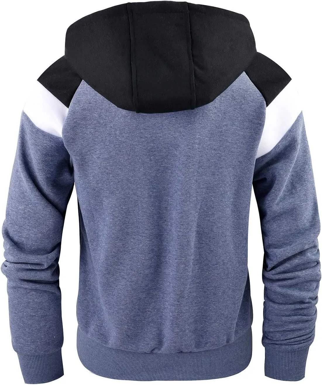 Men's Full Zip Fleece Hoodie zippered Color Block hooded slim Fit Long Sleeve Lightweight Sweatshirt