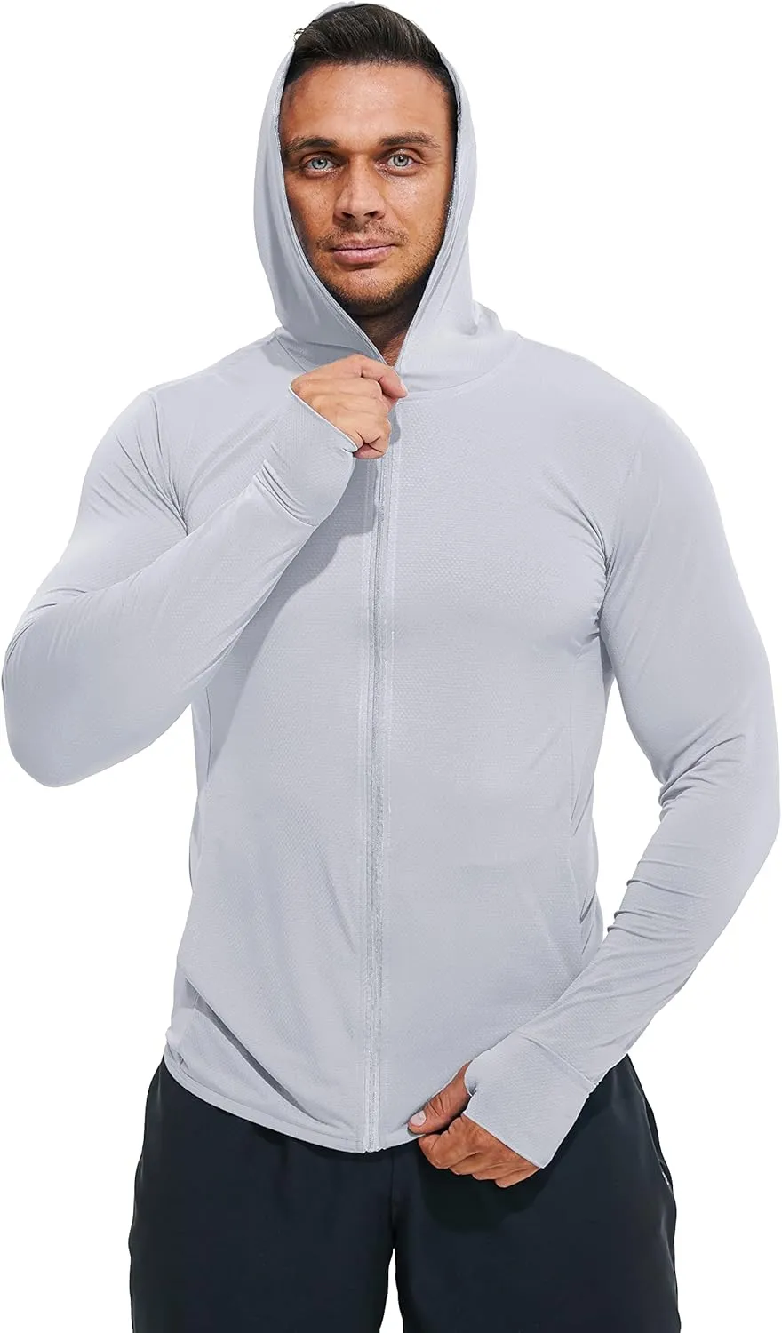 Men's Full Zip UPF 50  Sun Protection Hoodie Long Sleeve Shirts with Pockets Light Jacket Lightweight Hoodies for Men