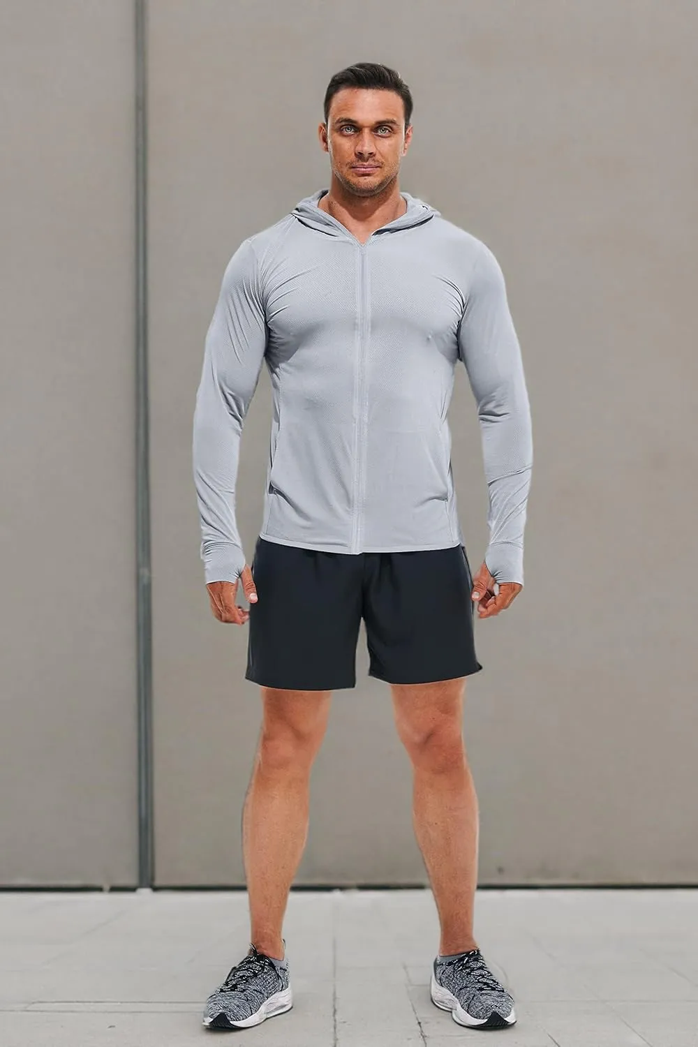 Men's Full Zip UPF 50  Sun Protection Hoodie Long Sleeve Shirts with Pockets Light Jacket Lightweight Hoodies for Men