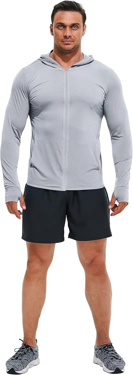 Men's Full Zip UPF 50  Sun Protection Hoodie Long Sleeve Shirts with Pockets Light Jacket Lightweight Hoodies for Men