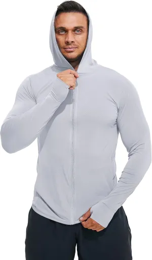 Men's Full Zip UPF 50  Sun Protection Hoodie Long Sleeve Shirts with Pockets Light Jacket Lightweight Hoodies for Men