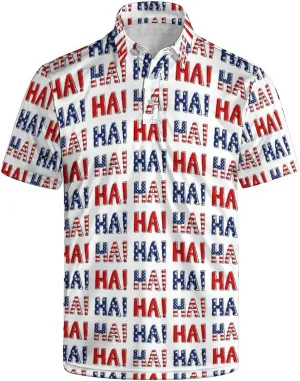 Men's Funny Golf Polo Shirts Short Sleeve Performance Golf Shirts Hawaiian Golf Polos for Summer