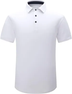 Mens Golf Shirt Short Sleeve Dry Fit Performance Moisture Wicking Rib Collared Golf Polo Shirts for Men