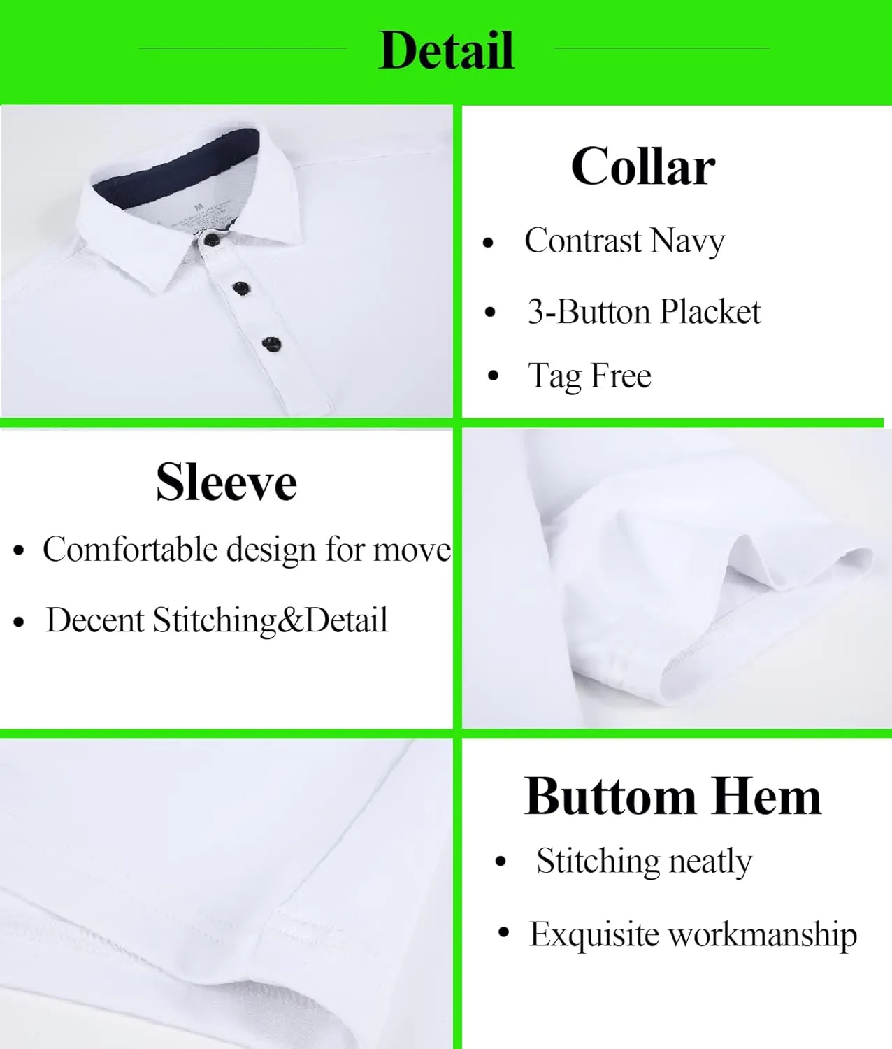 Mens Golf Shirt Short Sleeve Dry Fit Performance Moisture Wicking Rib Collared Golf Polo Shirts for Men
