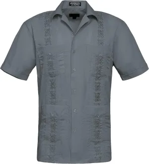 Men's Guayabera Premium Lightweight Embroidered Pleated Cuban Shirt