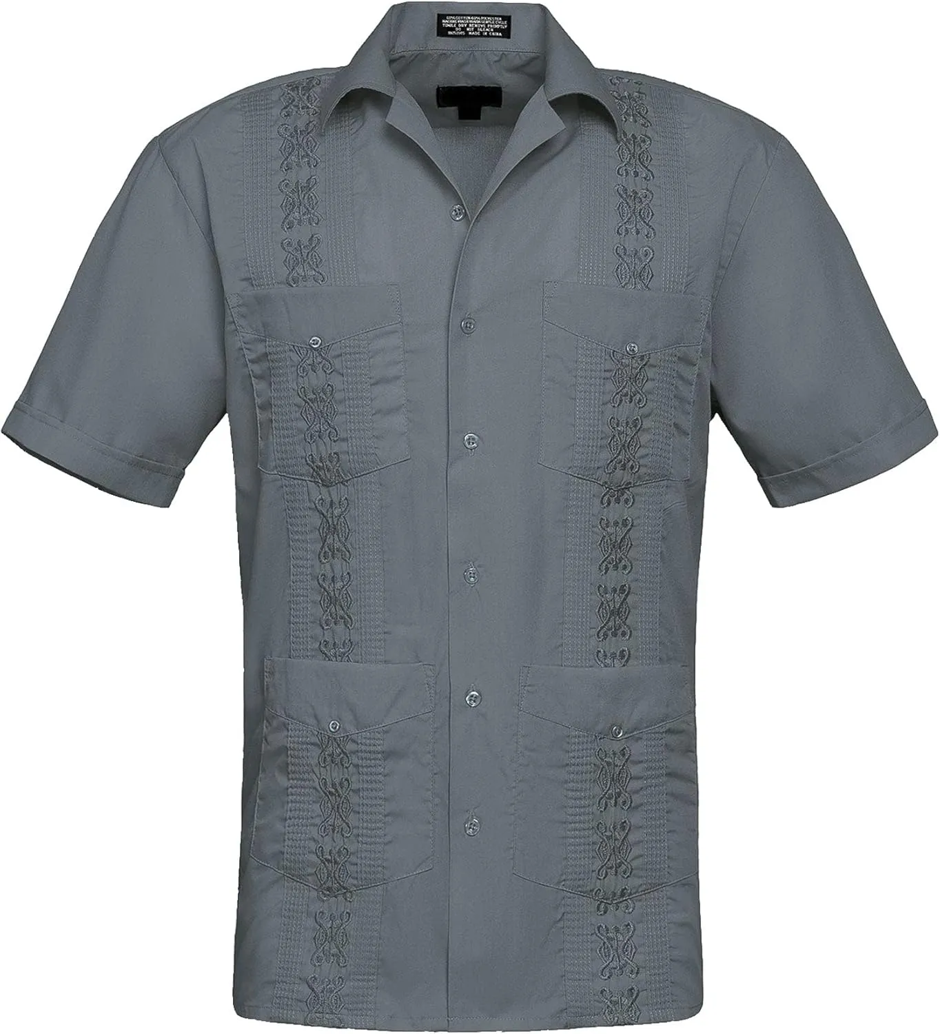 Men's Guayabera Premium Lightweight Embroidered Pleated Cuban Shirt