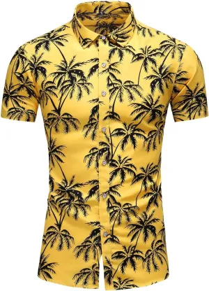 Men's Printed Beach Hawaiian Button-Down Slim fit Dress Shirt