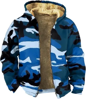 Men's Pullover Winter Workout Fleece Hoodie Jackets Full Zip Wool Warm Thick Coats