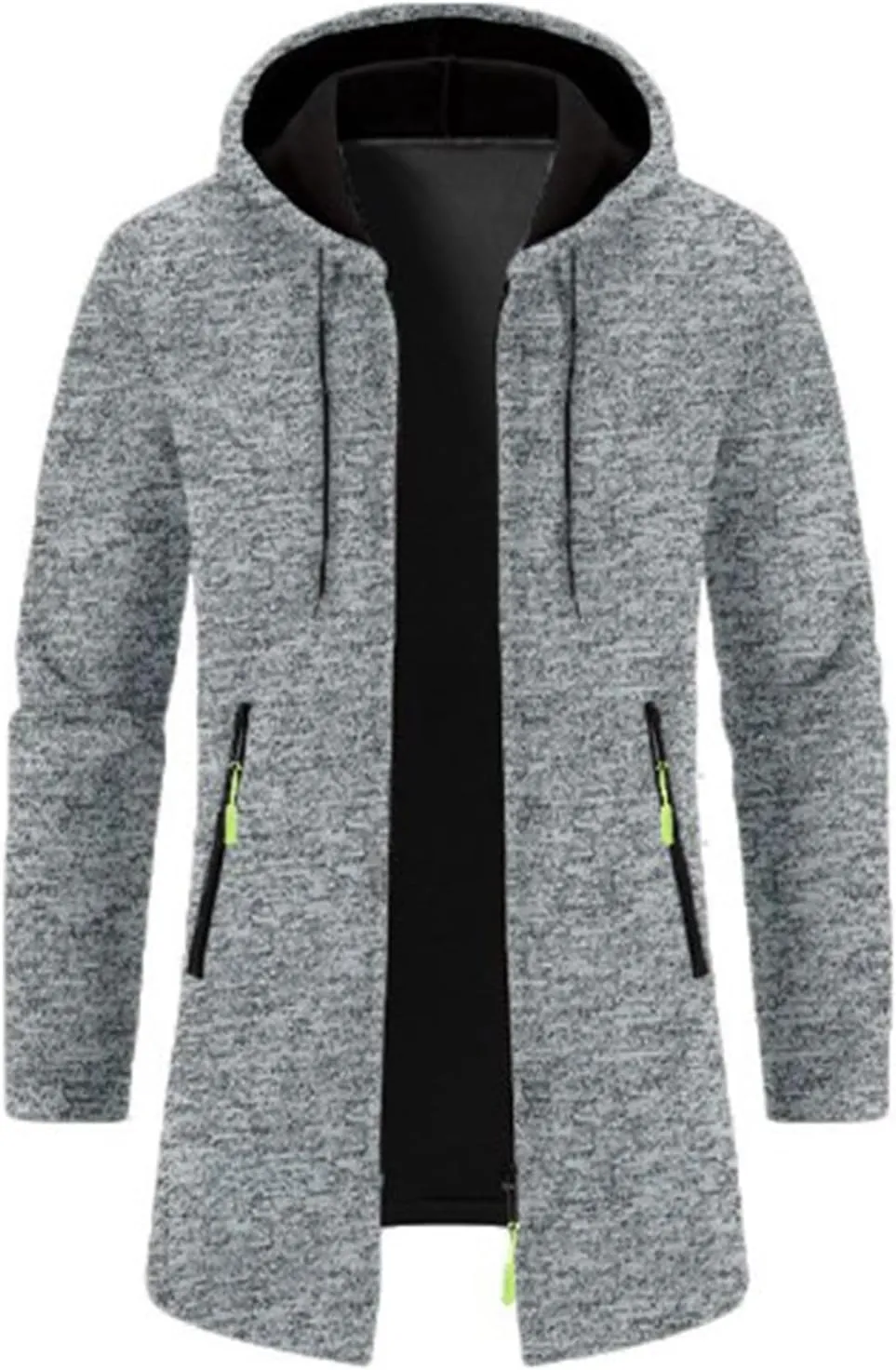 Mens Trench Coat Knit Hooded Jackets Business Casual Peacoat Mid Length Cardigan Oversized Windbreaker Winter Jacket