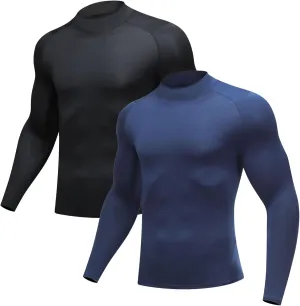 Men's UPF 50  Long Sleeve Rash Guard Compression Shirt Quick Dry Water Surf Swim Shirts Cold Gear Base Layer Ski Top