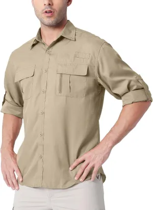 Men's UPF 50  UV Long Sleeve Sun SPF Protection Button Down Quick Dry Shirts Cooling Fishing Breathable for Safari Hiking